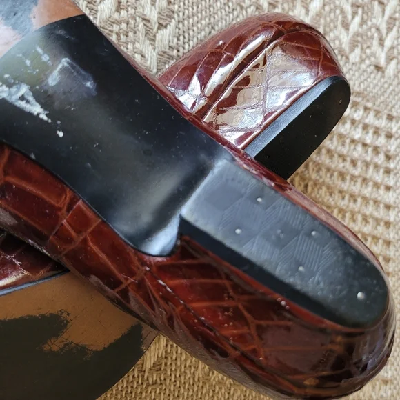 Selby Vintage Brown Leather Croc With Tassles Confort Flex Flats Size 6.5 - Picture 9 of 11